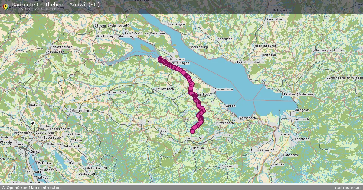 Fahrradroute Gottlieben – Andwil (Sg) (36 km) – Rad-Routen.de