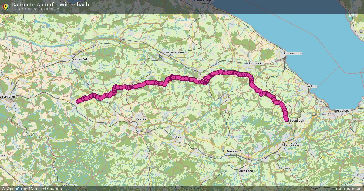 Fahrradroute Aadorf – Wittenbach (49 km) – Rad-Routen.de