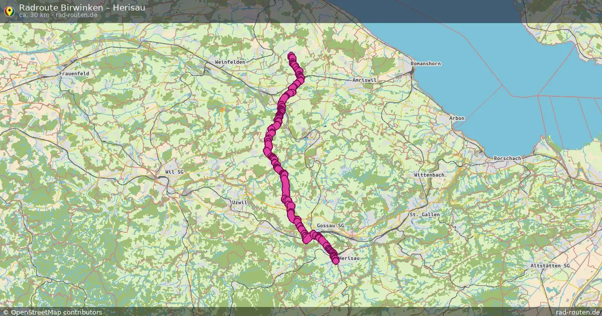 Fahrradroute Birwinken – Herisau (30 km) – Rad-Routen.de