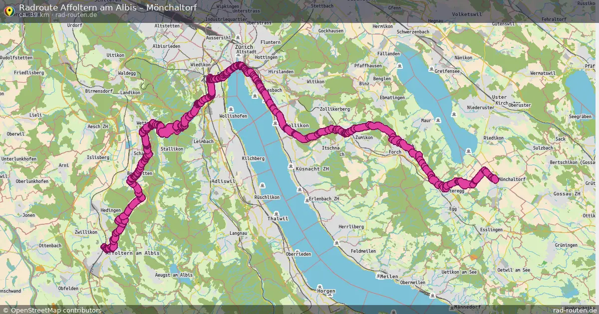 Fahrradroute Affoltern Am Albis – Mönchaltorf (39 km) – Rad-Routen.de