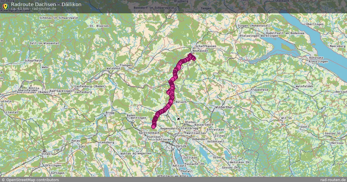Fahrradroute Dachsen – Dällikon (43 km) – Rad-Routen.de