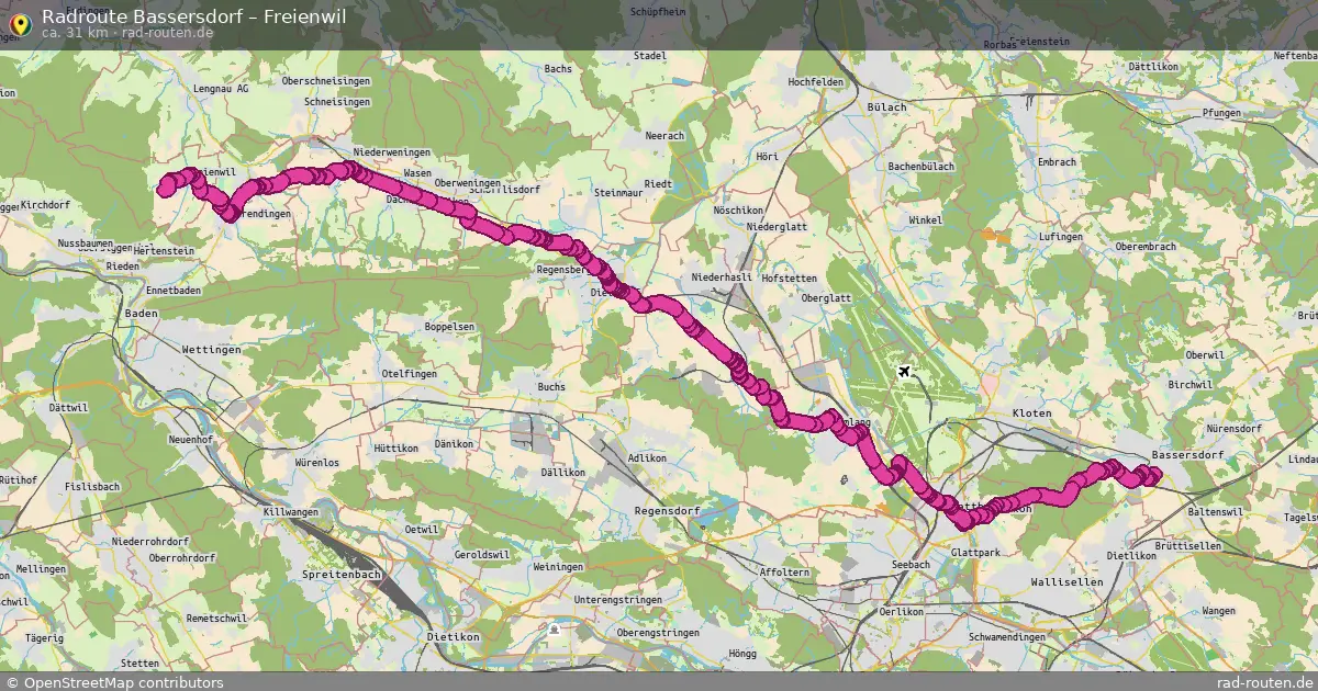 Fahrradroute Bassersdorf – Freienwil (31 km) – Rad-Routen.de