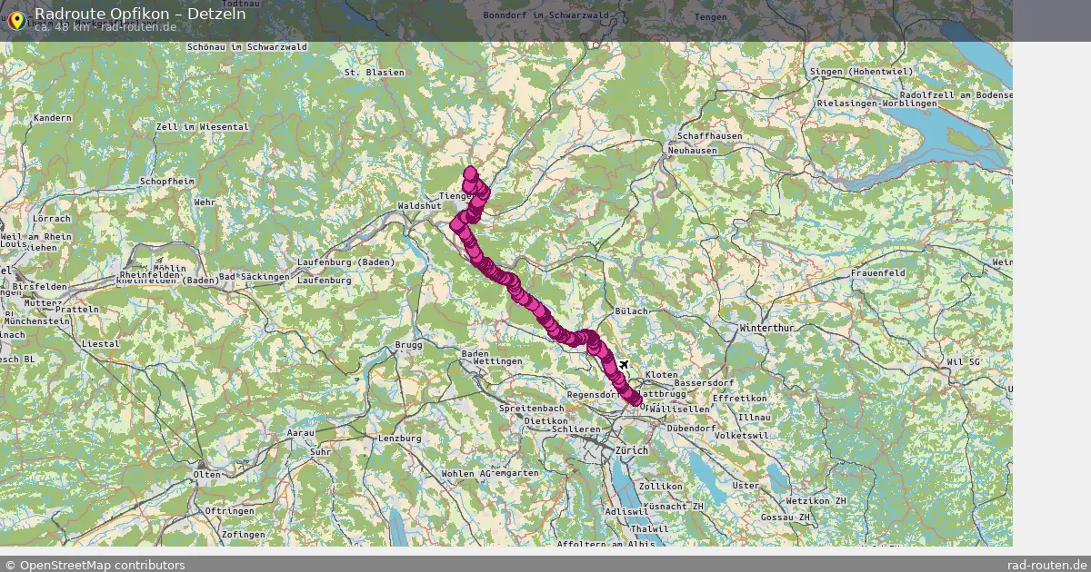 Fahrradroute Opfikon – Detzeln (48 km) – Rad-Routen.de