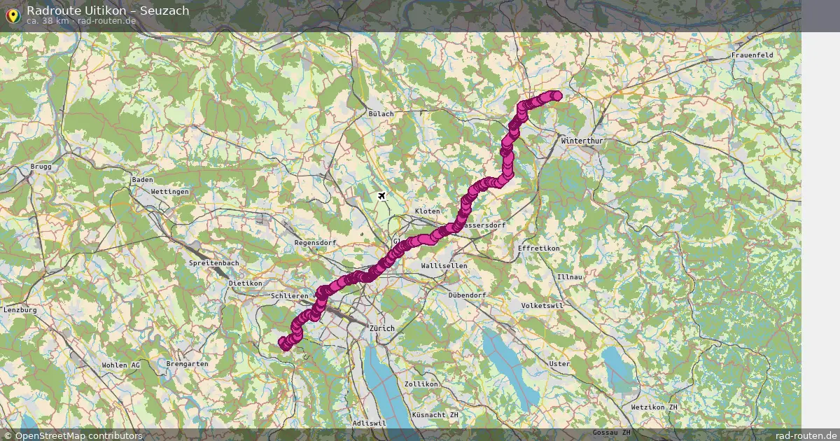 Fahrradroute Uitikon – Seuzach (38 km) – Rad-Routen.de