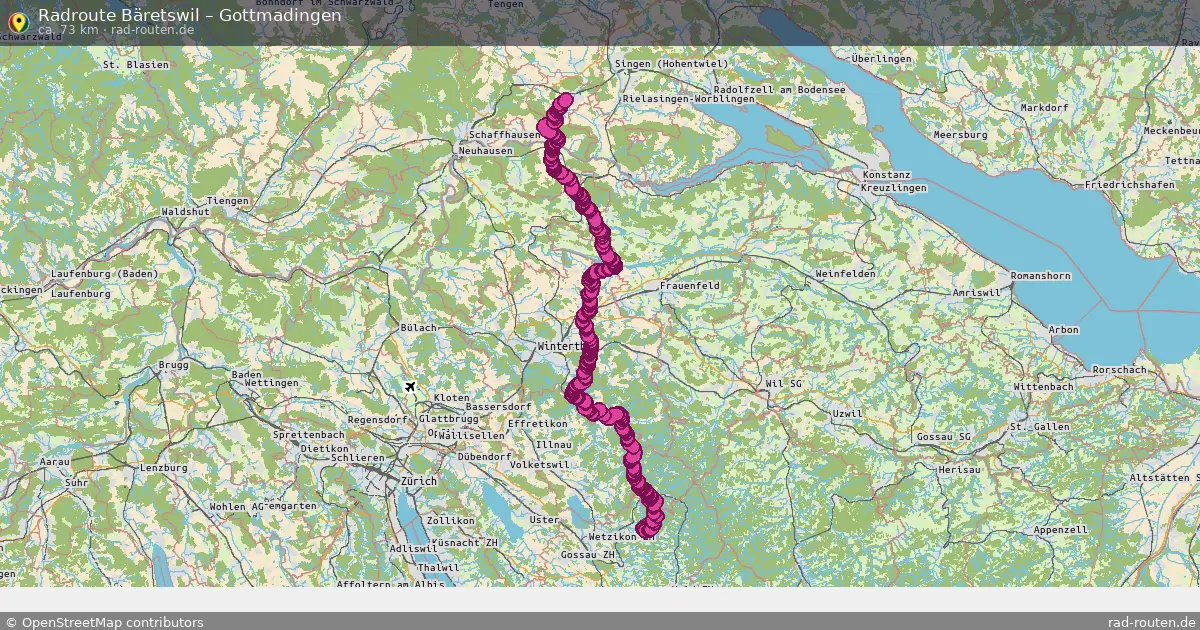 Fahrradroute Bäretswil – Gottmadingen (73 km) – Rad-Routen.de