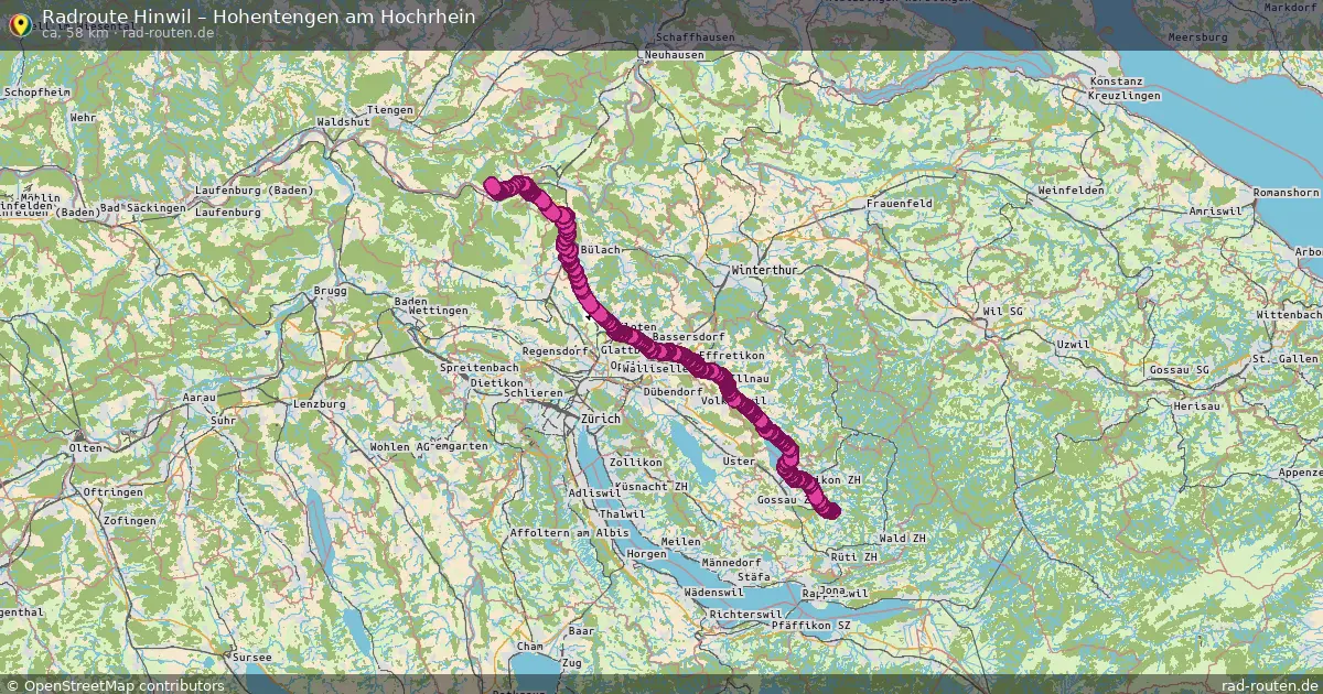 Fahrradroute Hinwil – Hohentengen Am Hochrhein (58 km) – Rad-Routen.de