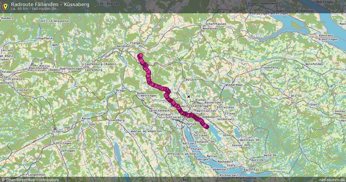 Fahrradroute Fällanden – Küssaberg (47 km) – Rad-Routen.de