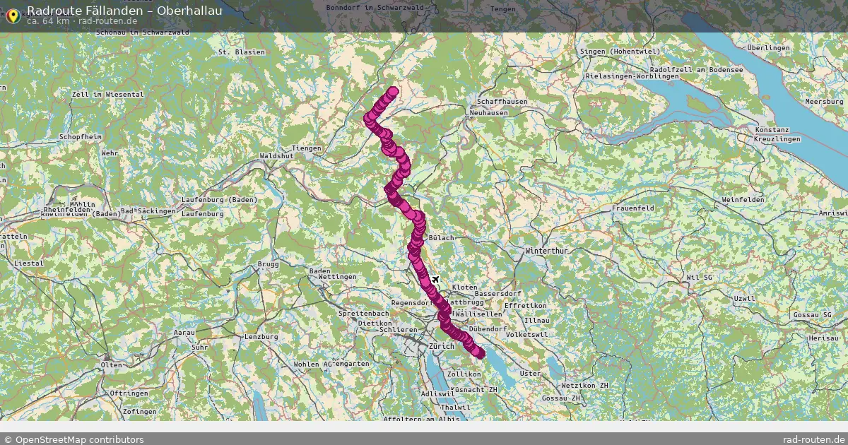 Fahrradroute Fällanden – Oberhallau (64 km) – Rad-Routen.de