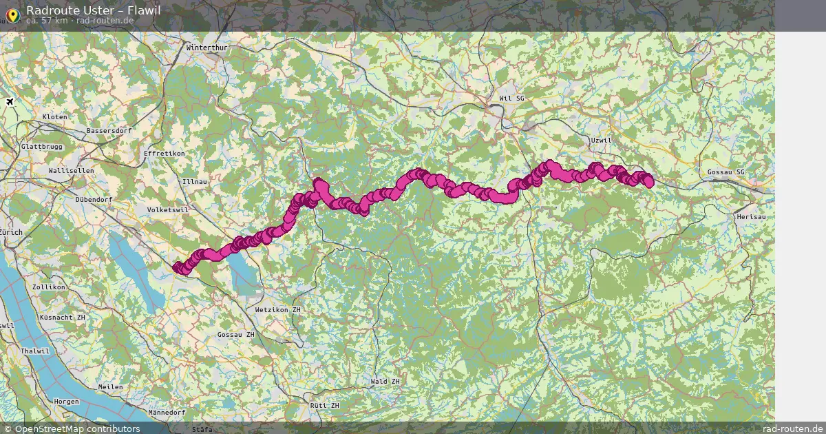 Fahrradroute Uster – Flawil (57 km) – Rad-Routen.de
