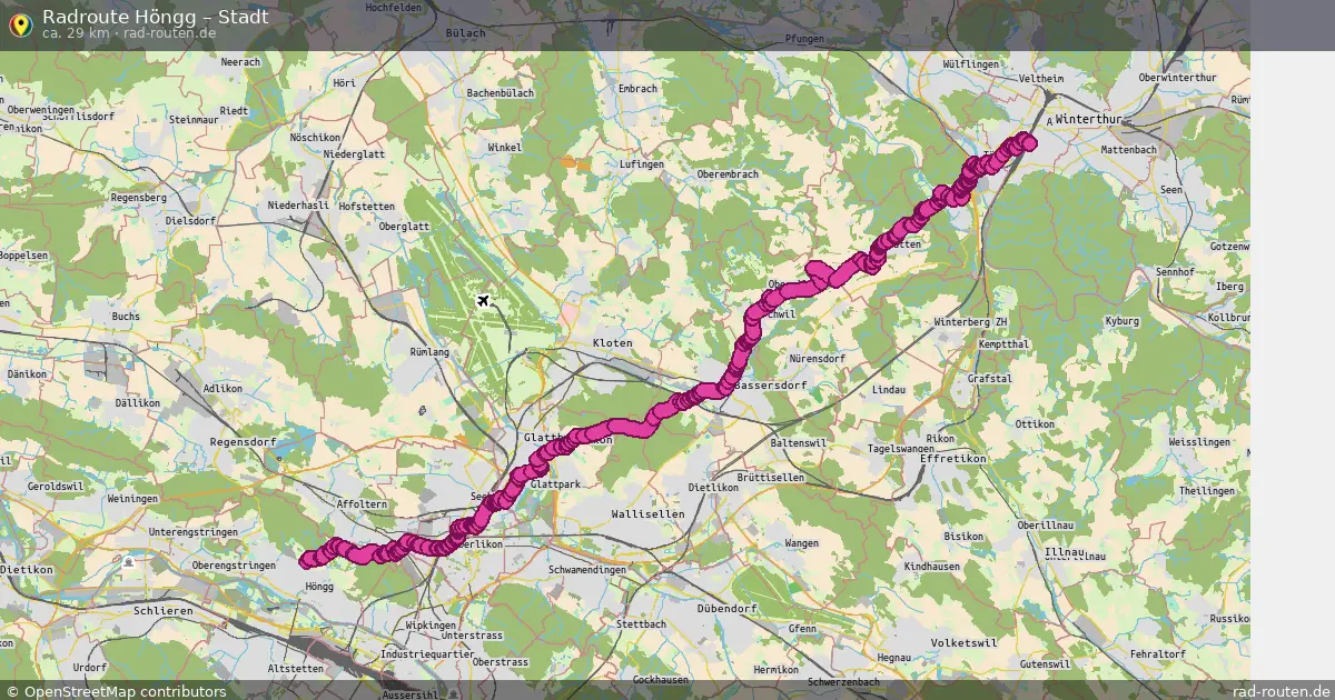 Fahrradroute Höngg – Stadt (29 km) – Rad-Routen.de