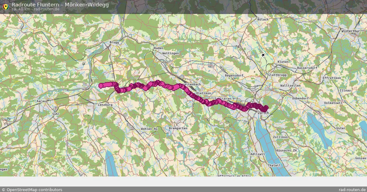 Fahrradroute Fluntern – Möriken-Wildegg (40 km) – Rad-Routen.de