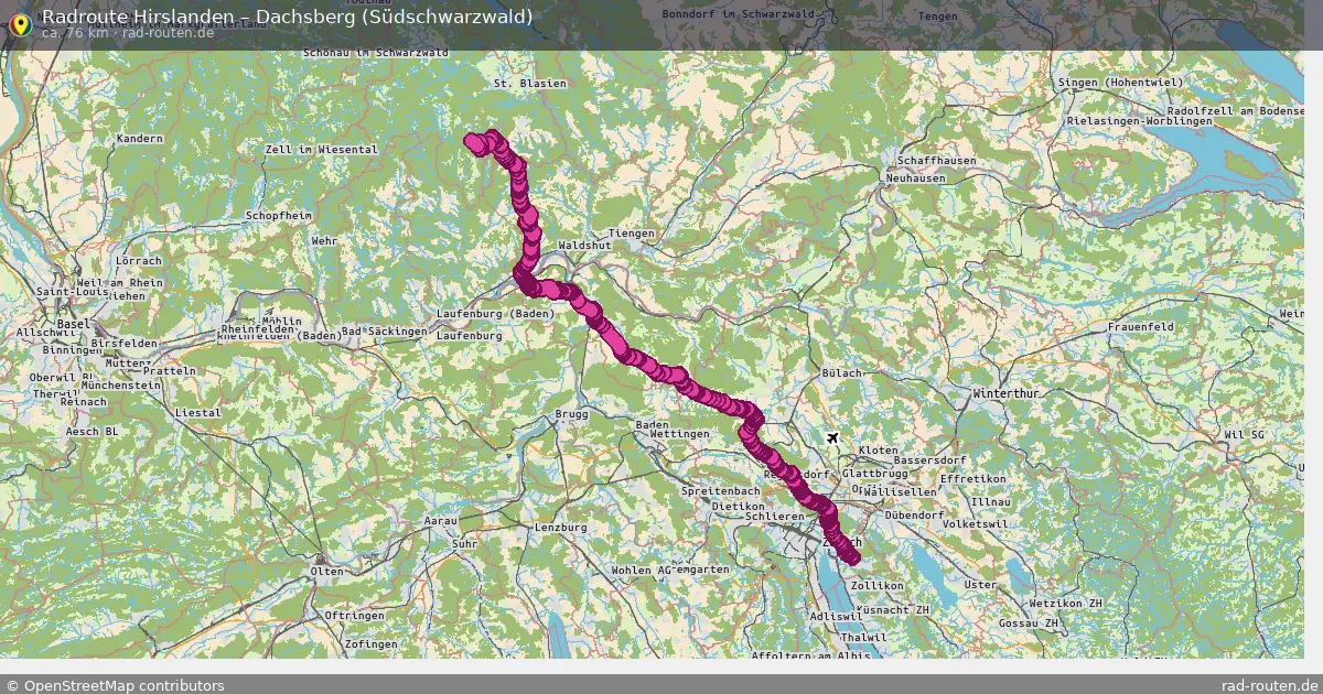 Fahrradroute Hirslanden – Dachsberg (Südschwarzwald) (76 km) – Rad-Routen.de