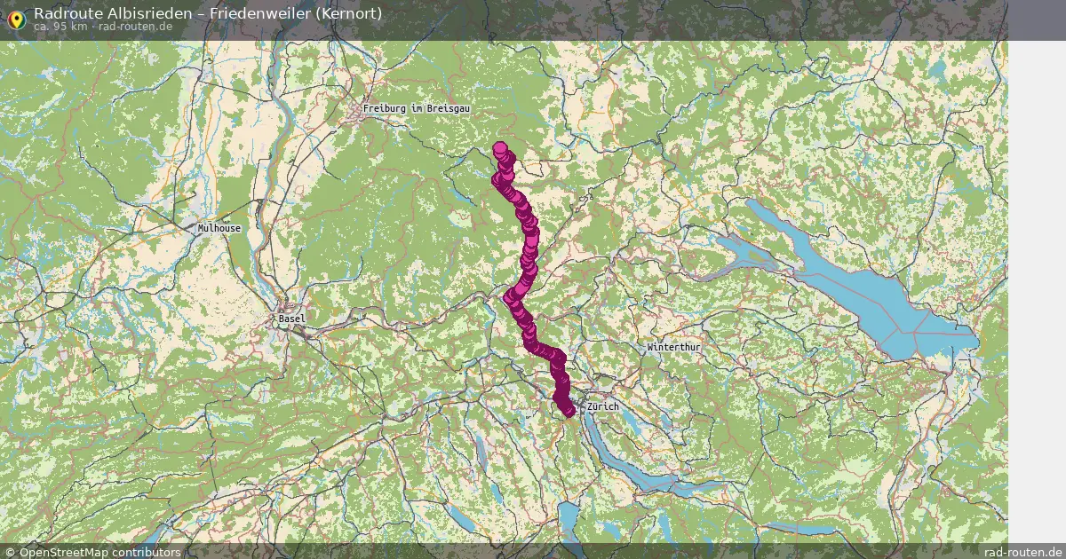 Fahrradroute Albisrieden – Friedenweiler (Kernort) (95 km) – Rad-Routen.de