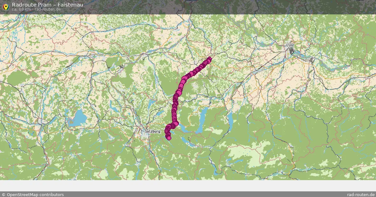 Fahrradroute von Pram nach Faistenau