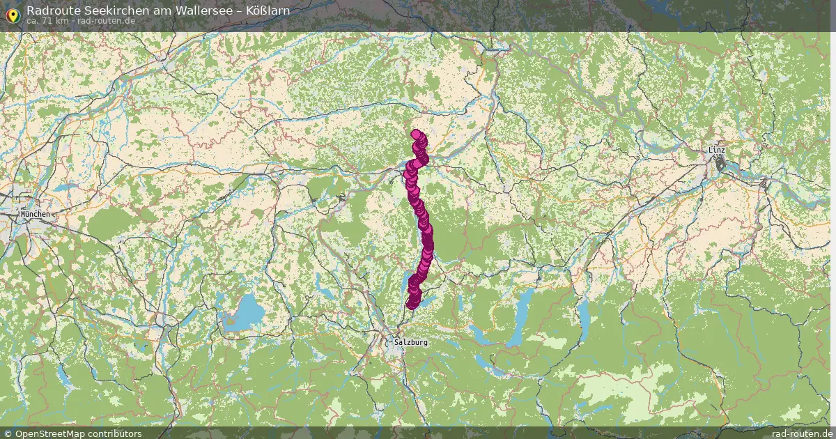Fahrradroute von Seekirchen am Wallersee nach Kößlarn