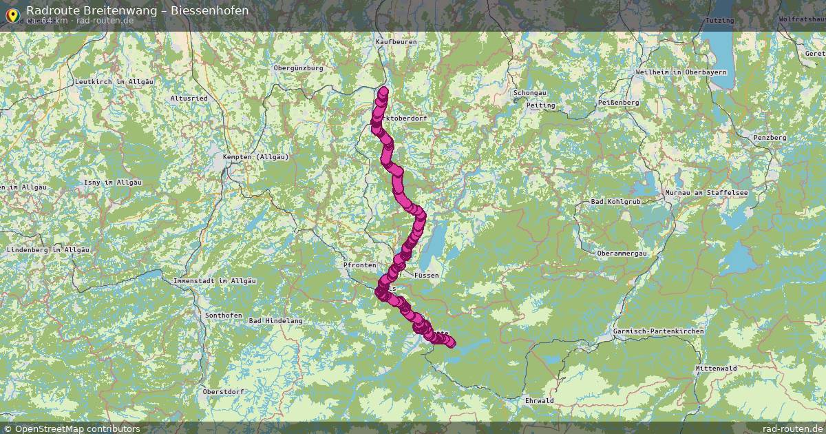 Fahrradroute von Breitenwang nach Biessenhofen