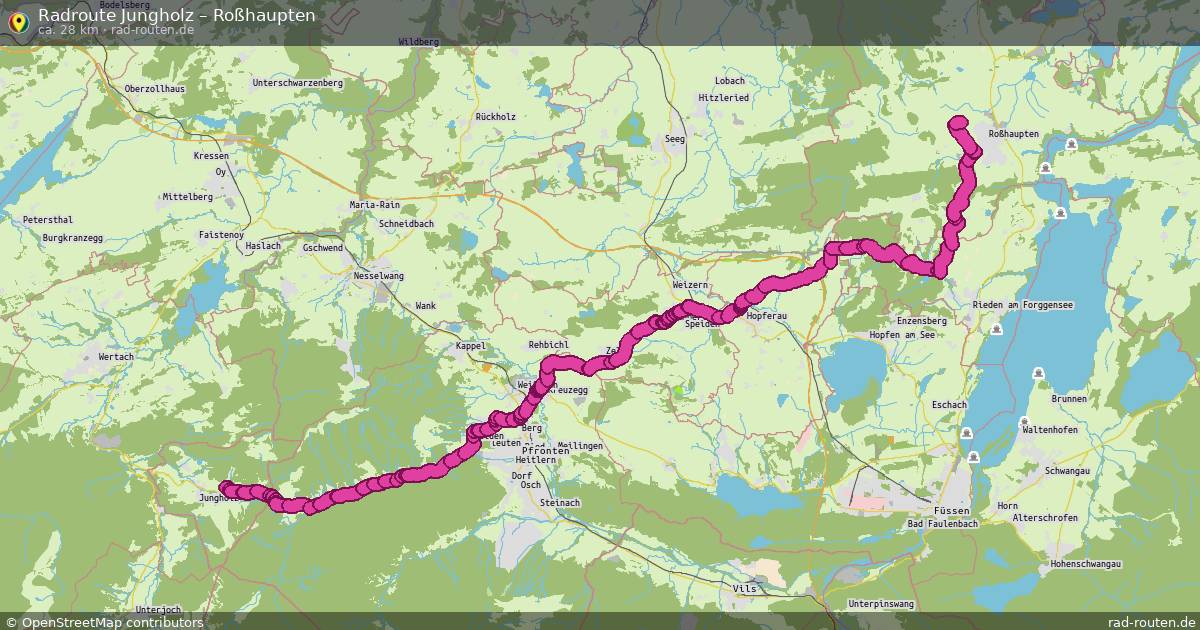 Fahrradroute von Jungholz nach Roßhaupten