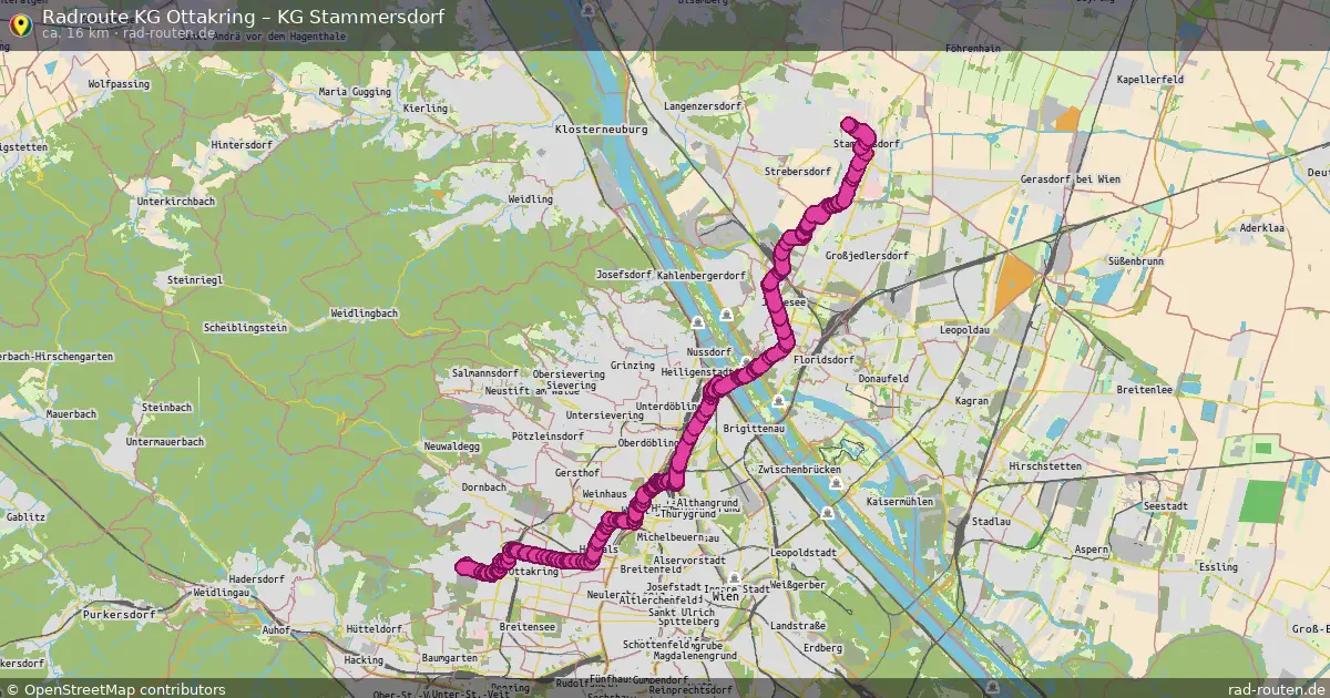 Fahrradroute von KG Ottakring nach KG Stammersdorf