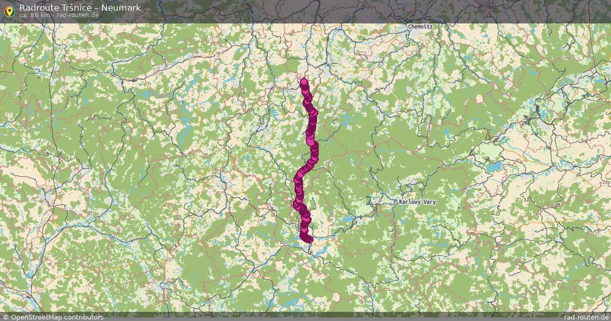 Fahrradroute von Tršnice nach Neumark