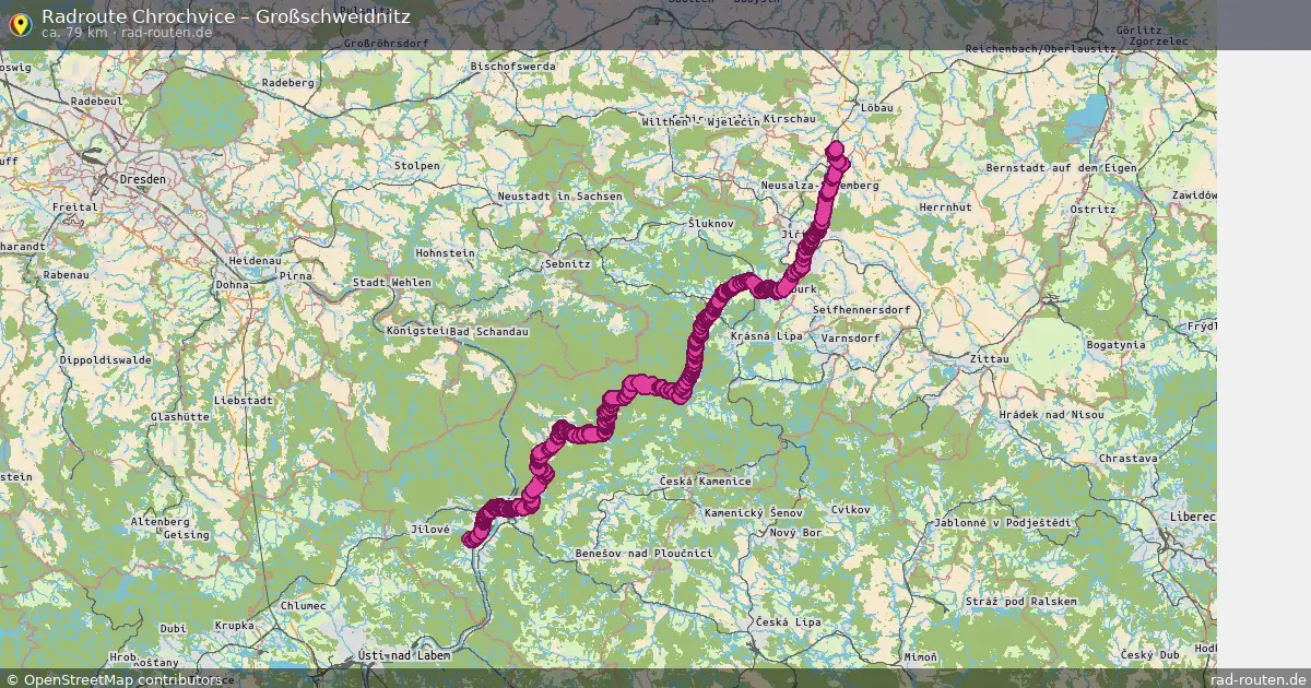 Fahrradroute von Chrochvice nach Großschweidnitz