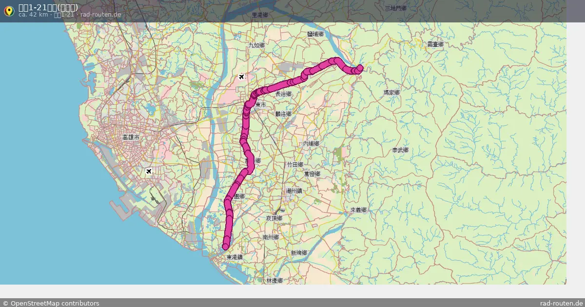 環島1-21號線(逆時針) (環島1-21) – Fernradroute auf Rad-Routen.de