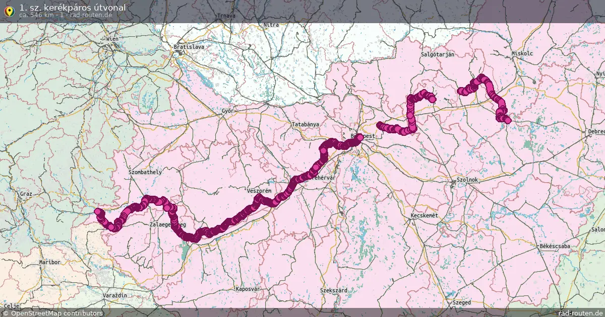 1. sz. kerékpáros útvonal (1) – Fernradroute auf Rad-Routen.de