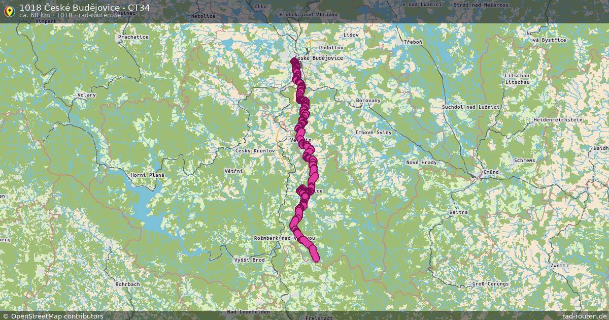 1018 České Budějovice - CT34 (1018) – Fernradroute auf Rad-Routen.de