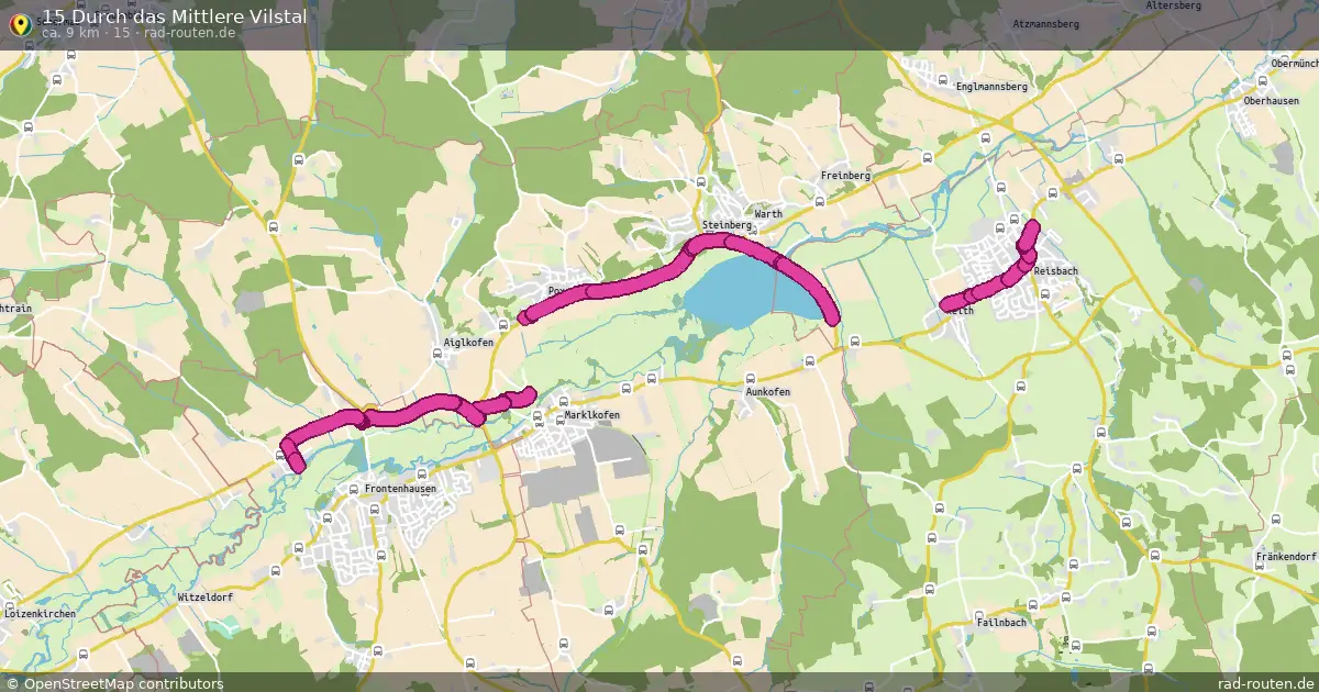 15 Durch das Mittlere Vilstal (15) – von Marklkofen nach Reisbach – Fernradroute, ca. 9 km auf Rad-Routen.de