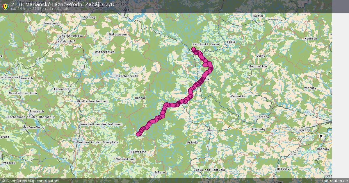 2138 Mariánské Lázně-Přední Zahájí CZ/D (2138) – Fernradroute auf Rad-Routen.de