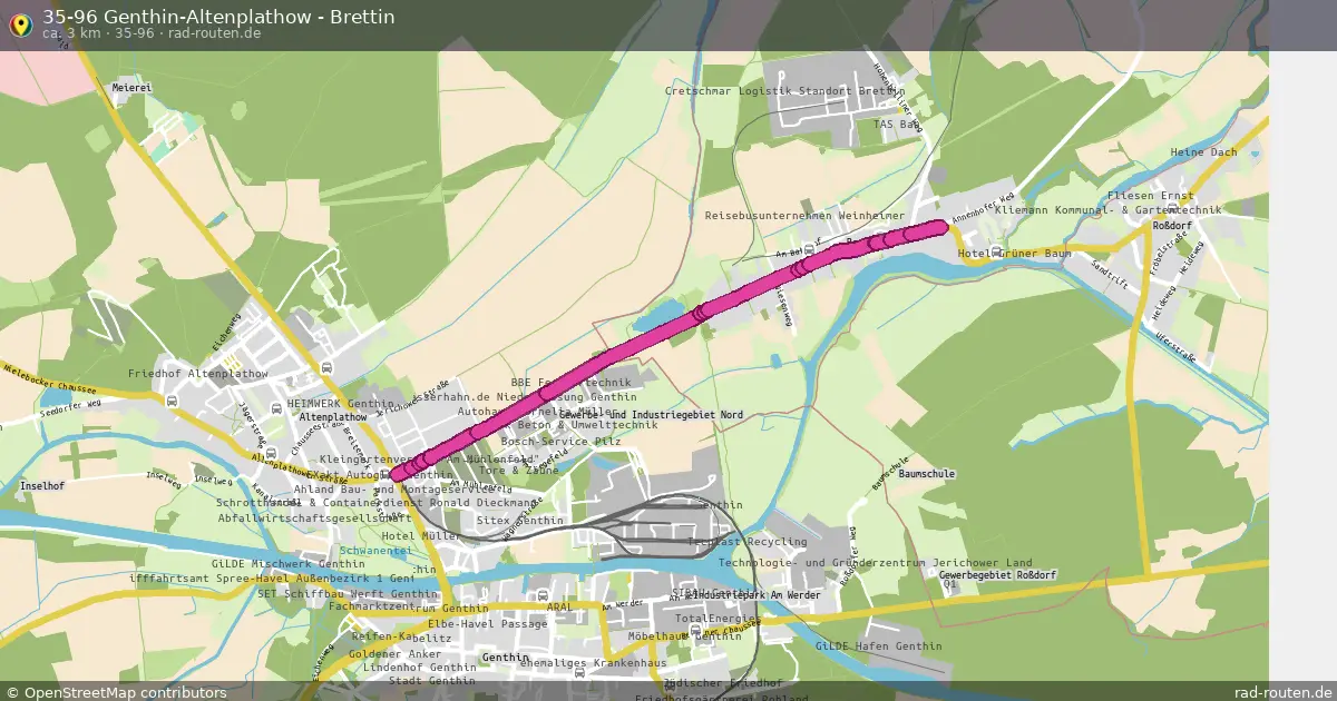 35-96 Genthin-Altenplathow - Brettin (35-96) – Fernradroute auf Rad-Routen.de