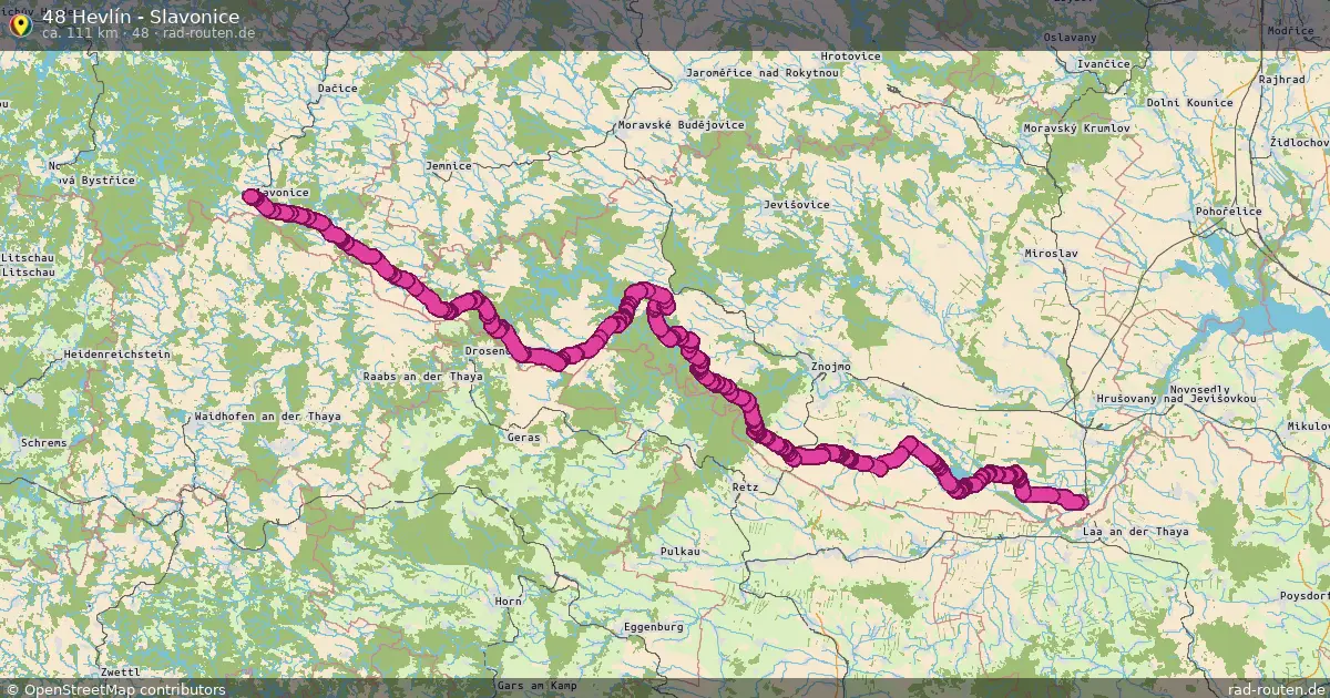 48 Hevlín - Slavonice (48) – Fernradroute auf Rad-Routen.de