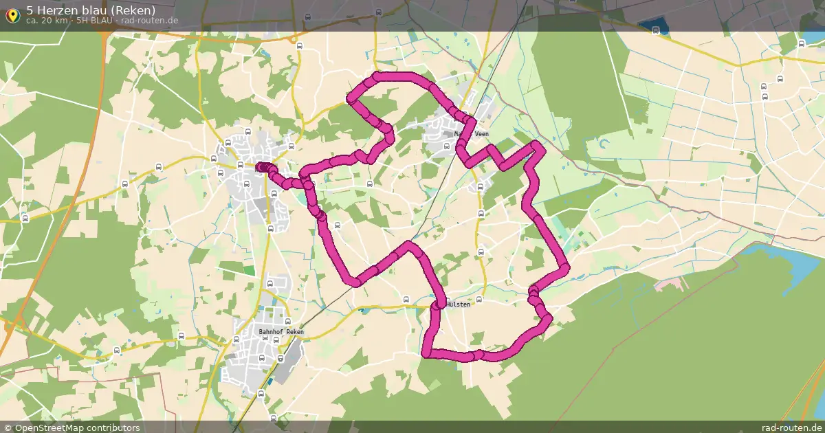 5 Herzen blau (Reken) (5H blau) – Fernradroute auf Rad-Routen.de