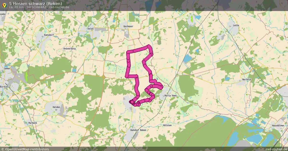 5 Herzen schwarz (Reken) (5H schwarz) – Fernradroute auf Rad-Routen.de