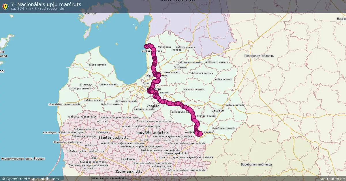 7: Nacionālais upju maršruts (7) – Fernradroute auf Rad-Routen.de