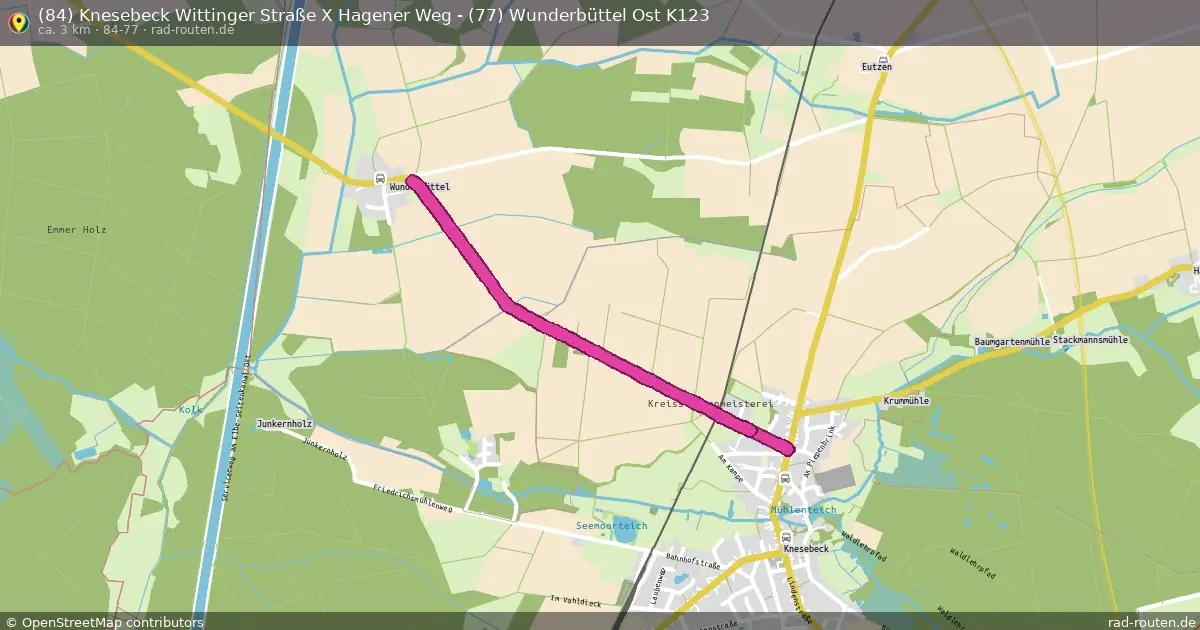 (84) Knesebeck Wittinger Straße X Hagener Weg - (77) Wunderbüttel Ost K123 (84-77) – Fernradroute auf Rad-Routen.de