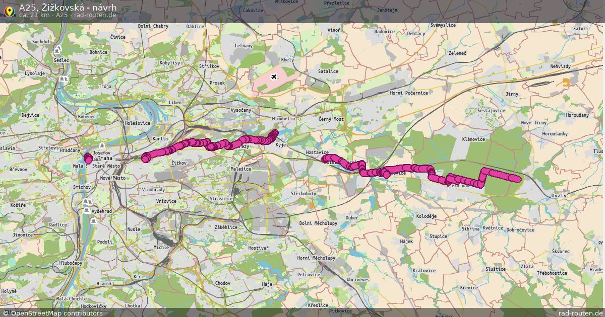 A25, Žižkovská - návrh (A25) – Fernradroute auf Rad-Routen.de