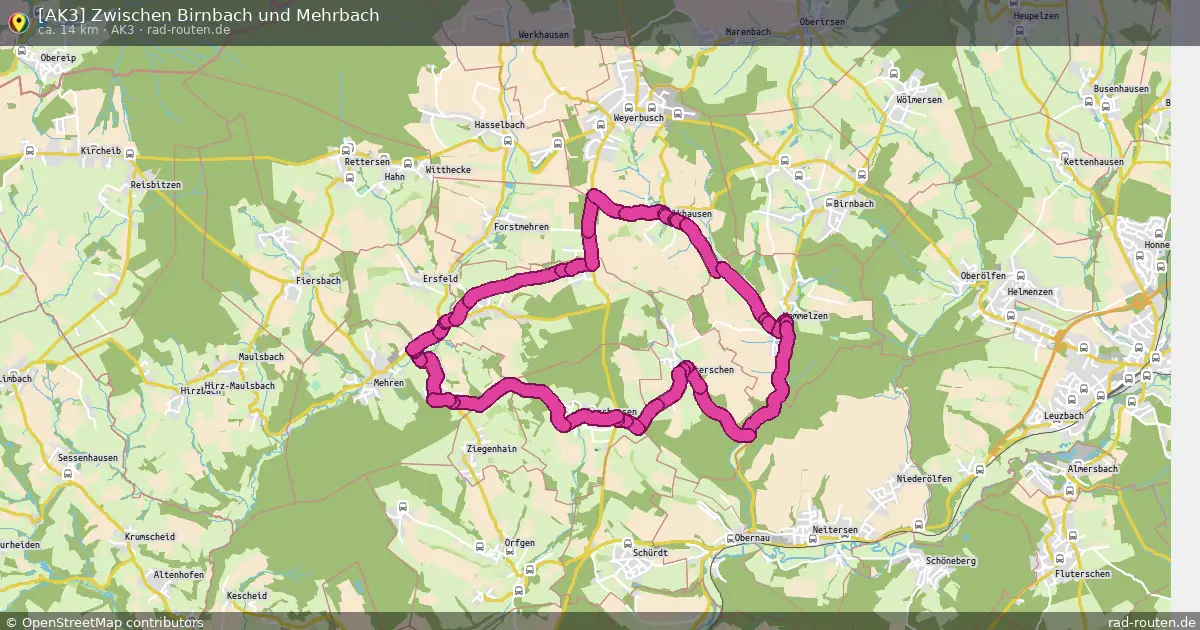 [AK3] Zwischen Birnbach und Mehrbach (AK3) – Fernradroute auf Rad-Routen.de