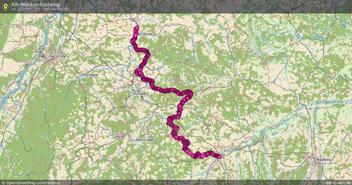 Alb-Neckar-Radweg (AN) – Fernradroute auf Rad-Routen.de