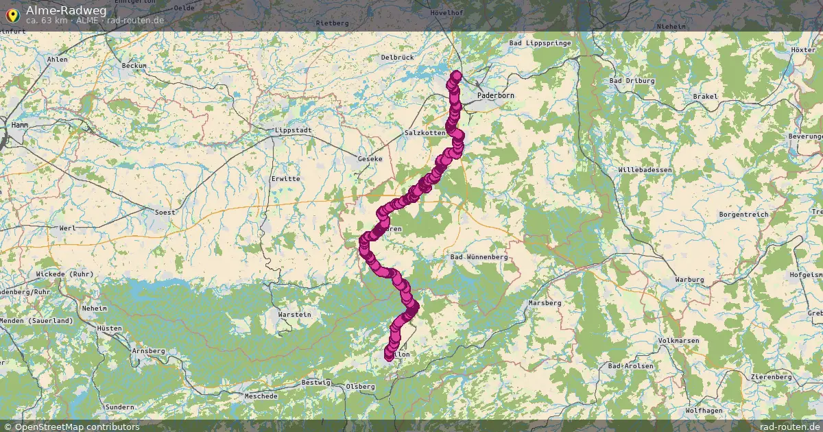 Alme-Radweg (Alme) – Fernradroute auf Rad-Routen.de
