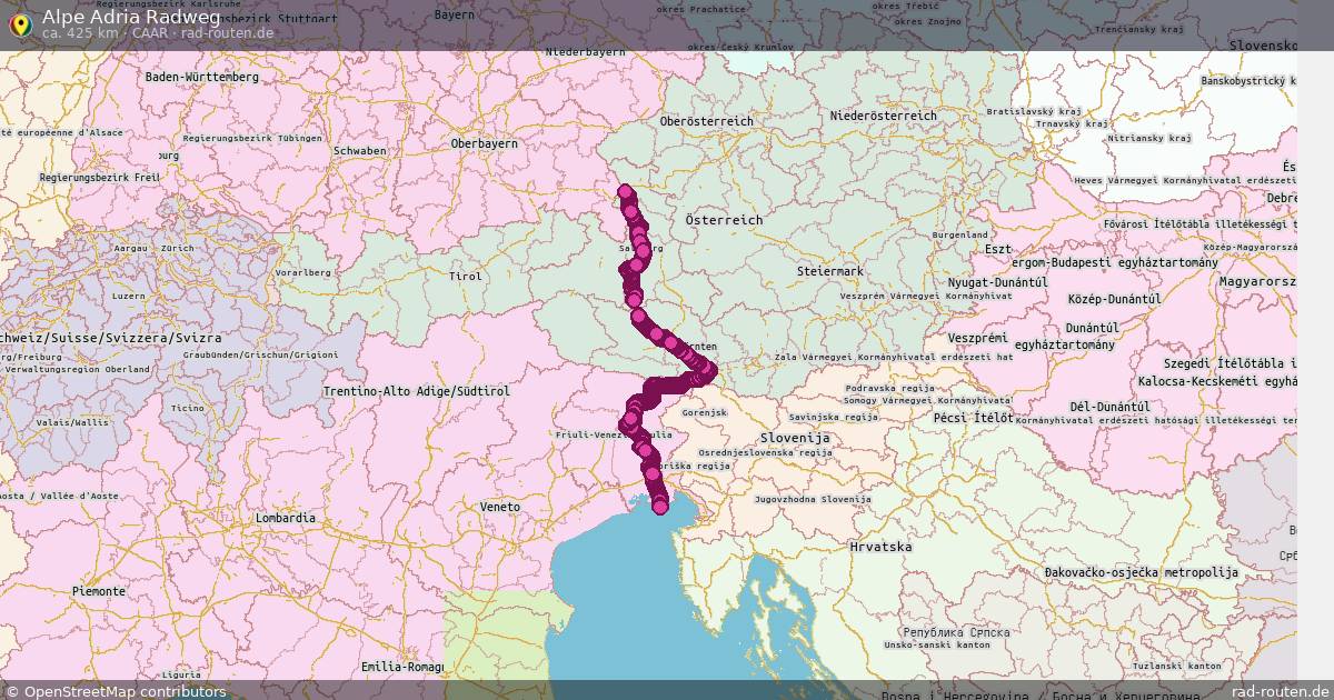 Alpe Adria Radweg (CAAR) – Fernradroute auf Rad-Routen.de