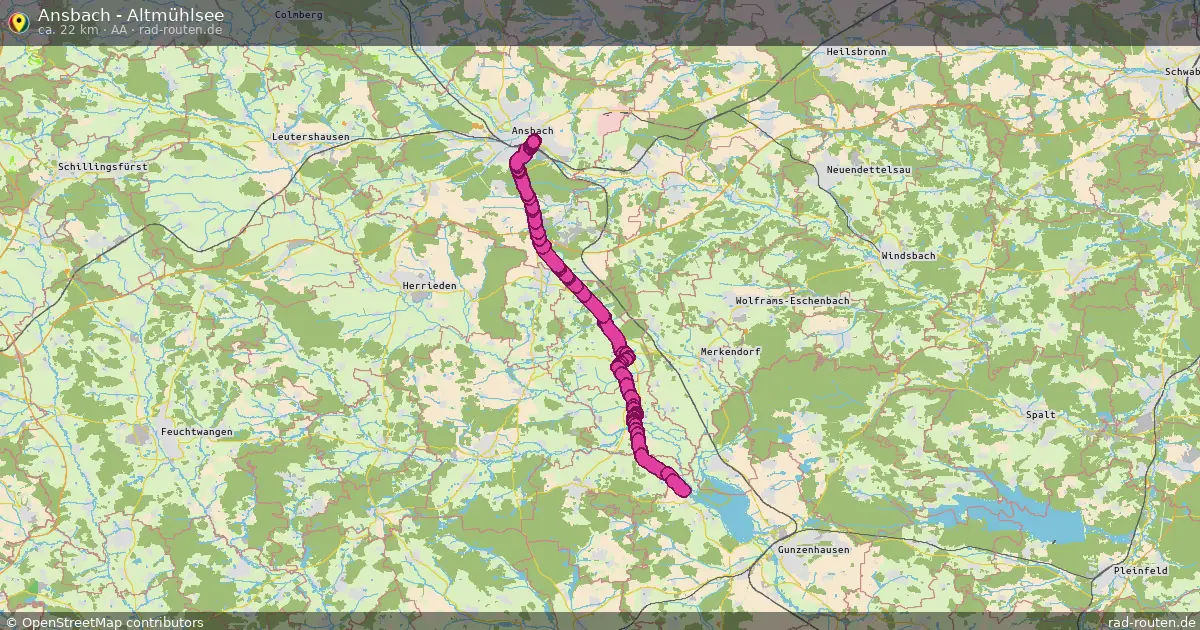 Ansbach - Altmühlsee (AA) – Fernradroute auf Rad-Routen.de