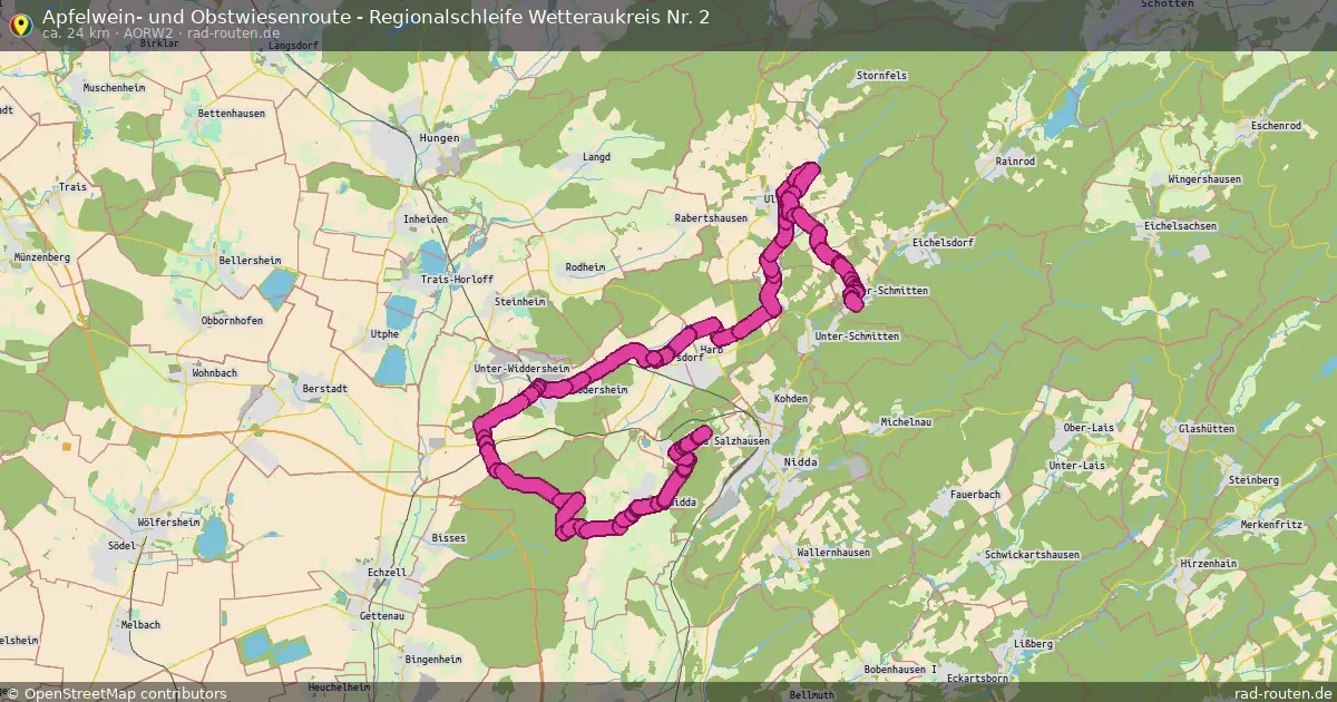 Apfelwein- und Obstwiesenroute - Regionalschleife Wetteraukreis Nr. 2 (AORW2) – Fernradroute auf Rad-Routen.de