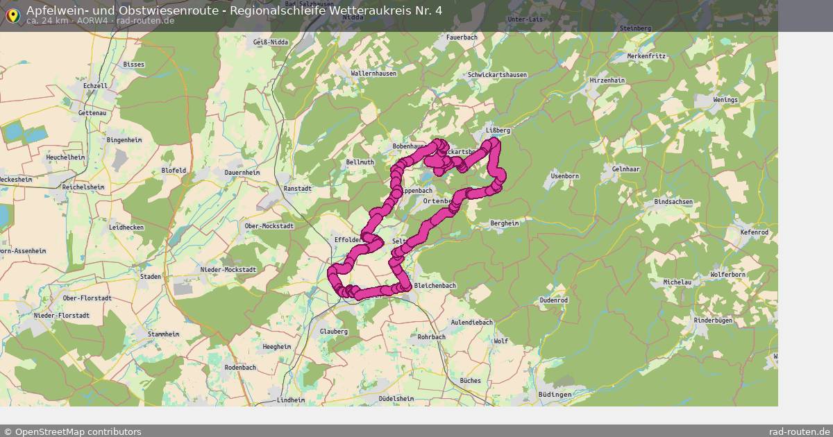 Apfelwein- und Obstwiesenroute - Regionalschleife Wetteraukreis Nr. 4 (AORW4) – Fernradroute auf Rad-Routen.de