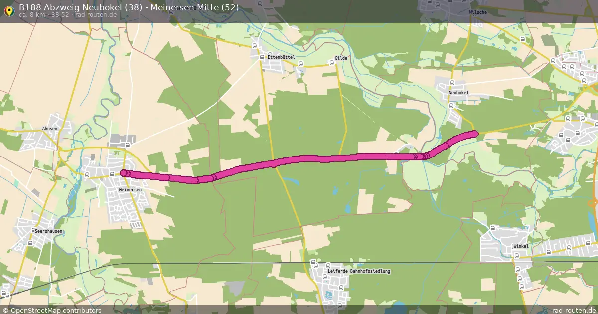 B188 Abzweig Neubokel (38) - Meinersen Mitte (52) (38-52) – Fernradroute auf Rad-Routen.de