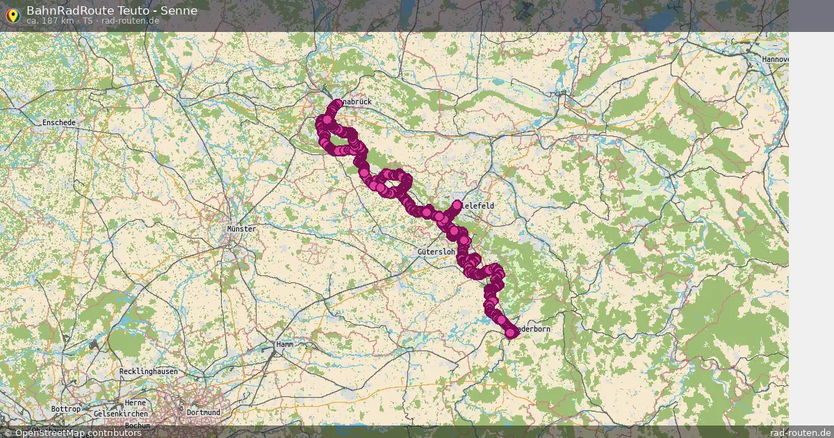 BahnRadRoute Teuto - Senne (TS) – Fernradroute auf Rad-Routen.de