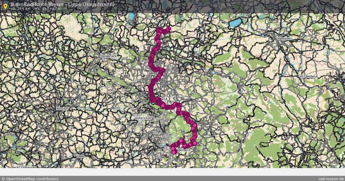 BahnRadRoute Weser - Lippe (Hauptroute)