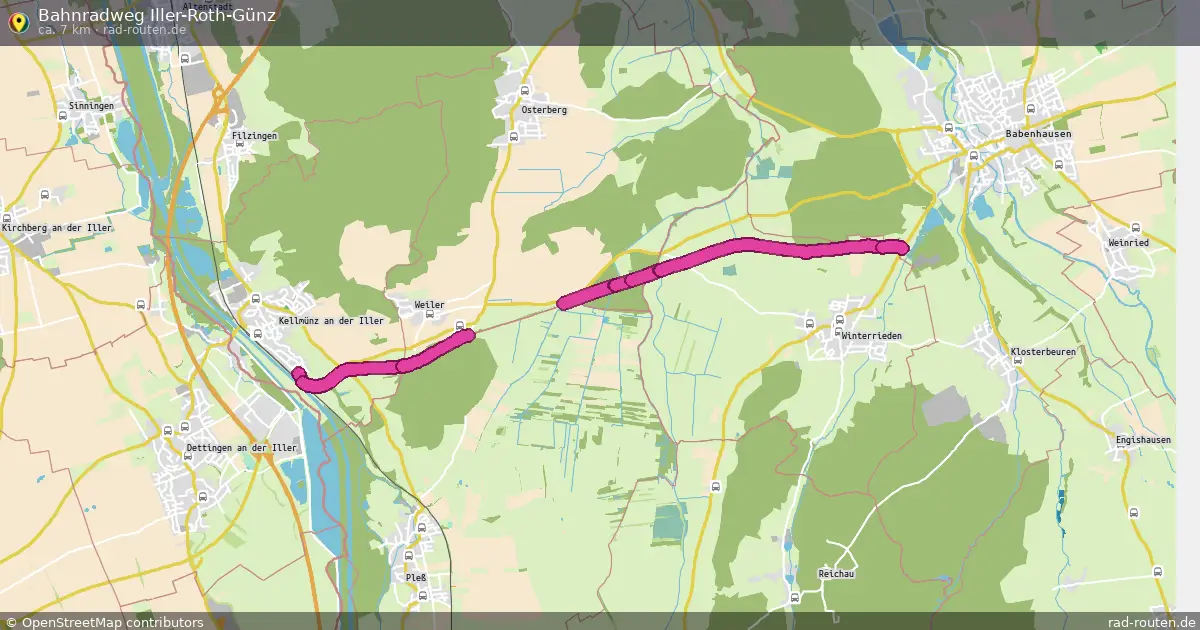 Bahnradweg Iller-Roth-Günz – Fernradroute auf Rad-Routen.de