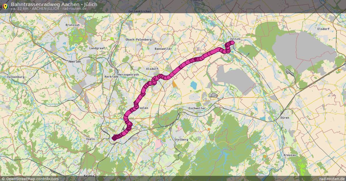 Bahntrassenradweg Aachen - Jülich (Aachen-Jülich) – Fernradroute auf Rad-Routen.de