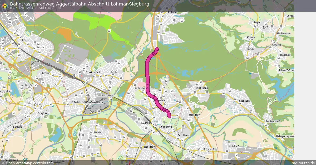 Bahntrassenradweg Aggertalbahn Abschnitt Lohmar-Siegburg