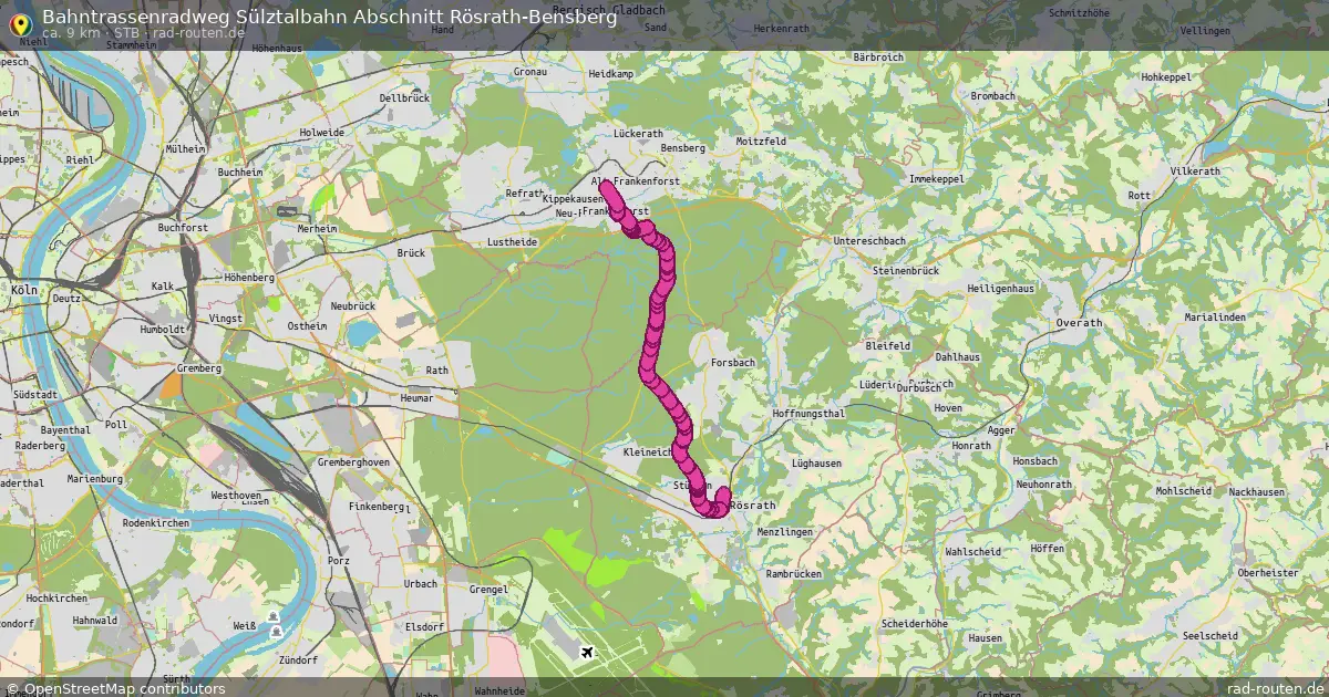 Bahntrassenradweg Sülztalbahn Abschnitt Rösrath-Bensberg (STB) – Fernradroute auf Rad-Routen.de